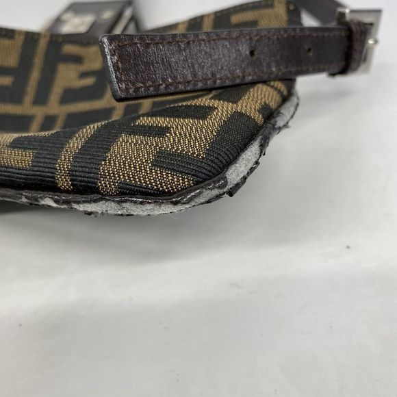 Fendi Shoulder Bag Zucca Nylon Canvas Brown Silver Hardware Women - Picture 6 of 10